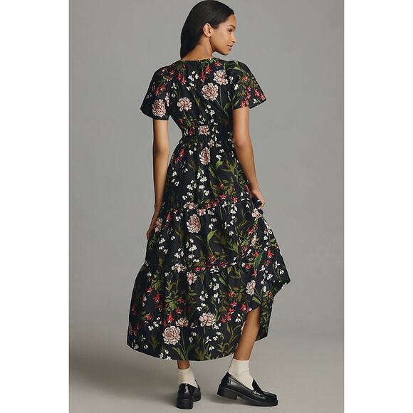 Anthropologie Maeve The Somerset Maxi Dress Black Floral - Picture 4 of 11